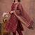 maroon silk blend 3pcs unstiched dress material with floral booti zari work .