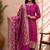 rani pink silk blend 3pcs unstiched dress material with  kashi ganga ghat zari work .