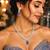Purple Teardrop CZ Bridal Necklace & Earrings Set, Rhodium Plated Wedding Jewelry