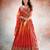 REDISH ORANGE BANDHANI PRINTE WITH SEQUINS ZARI EMROIDERY WORK CHINON LEHENGA CHOLI DUPATTA