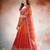 REDISH ORANGE BANDHANI PRINTE WITH SEQUINS ZARI EMROIDERY WORK CHINON LEHENGA CHOLI DUPATTA