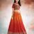 REDISH ORANGE BANDHANI PRINTE WITH SEQUINS ZARI EMROIDERY WORK CHINON LEHENGA CHOLI DUPATTA