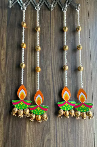 traditional diya gota ball hanging for festive decor pack of 4