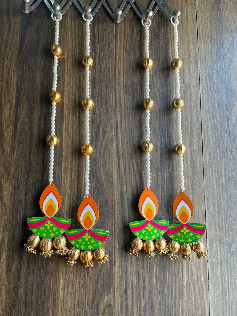 traditional diya gota ball hanging for festive decor pack of 4