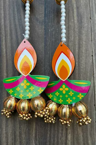 traditional diya gota ball hanging for festive decor pack of 4