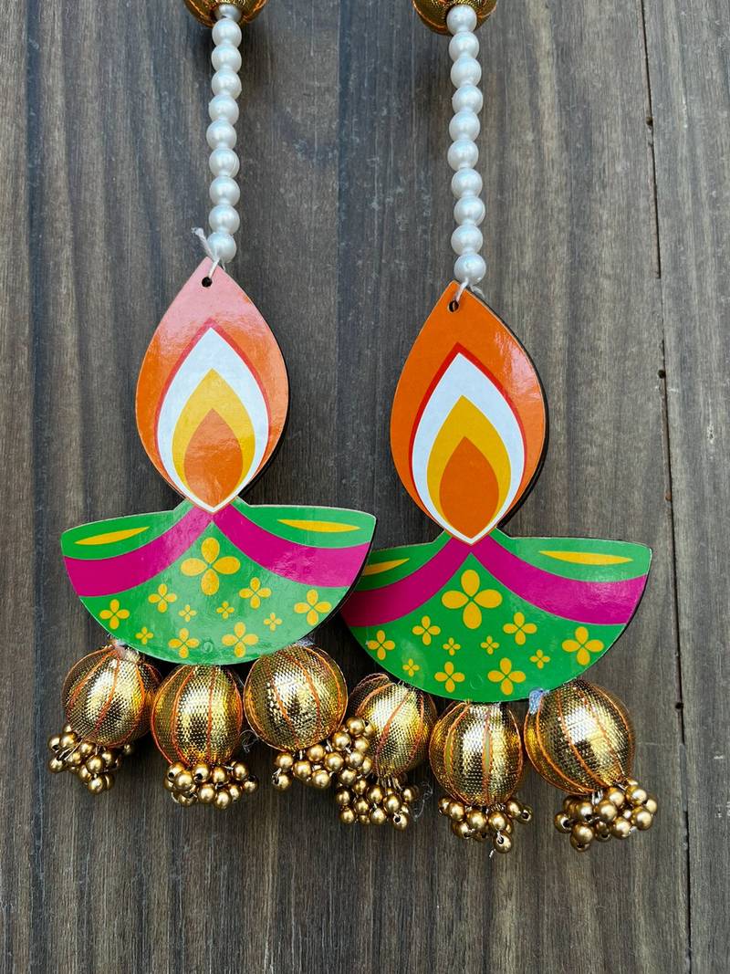 traditional diya gota ball hanging for festive decor pack of 4