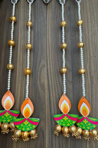 traditional diya gota ball hanging for festive decor pack of 4