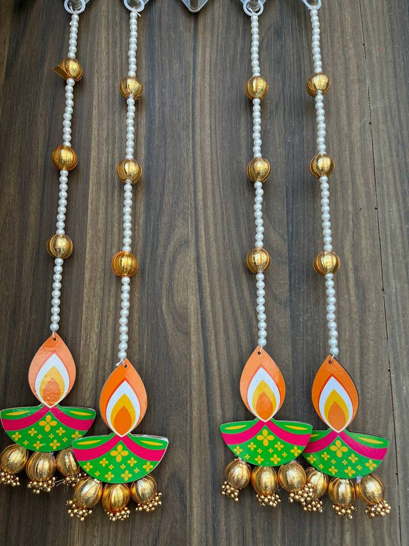 traditional diya gota ball hanging for festive decor pack of 4