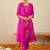 Floral Embroidered Square Neck Gotta Patti A-Line Kurta With Trousers