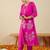 Floral Embroidered Square Neck Gotta Patti A-Line Kurta With Trousers