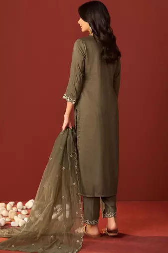 Women Ethnic Motifs Embroidered Regular Sequinned Kurta with Trousers & Dupatta