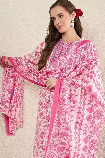 Women Floral Printed Kurta with Trousers & Dupatta