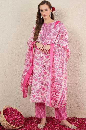 Women Floral Printed Kurta with Trousers & Dupatta