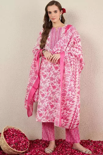 Women Floral Printed Kurta with Trousers & Dupatta