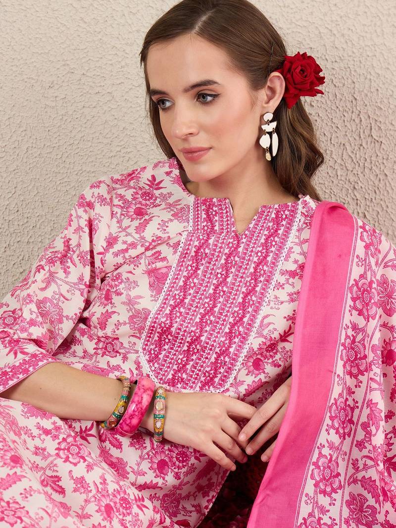 Women Floral Printed Kurta with Trousers & Dupatta