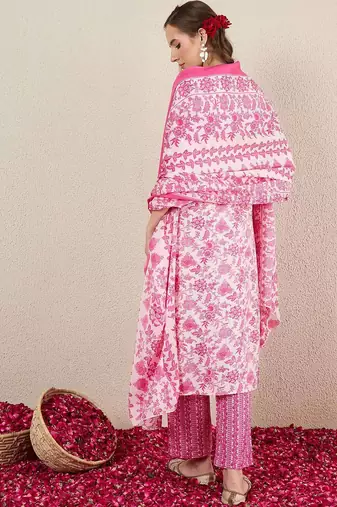 Women Floral Printed Kurta with Trousers & Dupatta