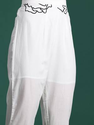 Floral Printed Mirror Work Pure Cotton Kurta with Trousers 3