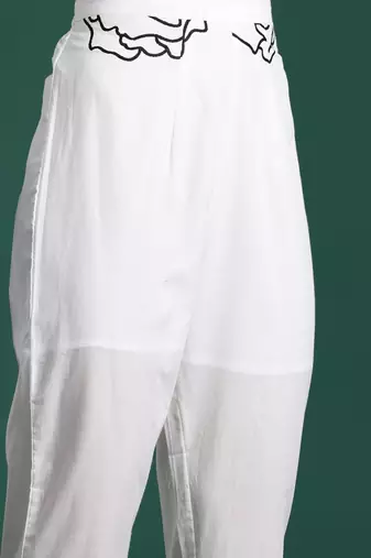 Floral Printed Mirror Work Pure Cotton Kurta with Trousers