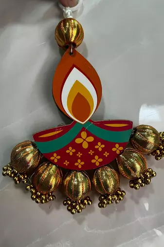 handmade diya gota ball hanging for home decor pack of 2