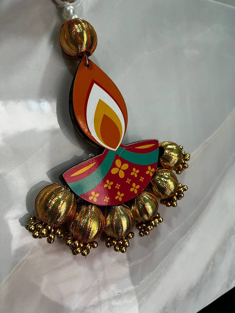 handmade diya gota ball hanging for home decor pack of 2