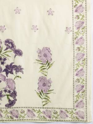 Floral Printed Beads & Stones Pure Cotton Kurta With Trousers & Dupatta 4