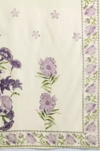 Floral Printed Beads & Stones Pure Cotton Kurta With Trousers & Dupatta