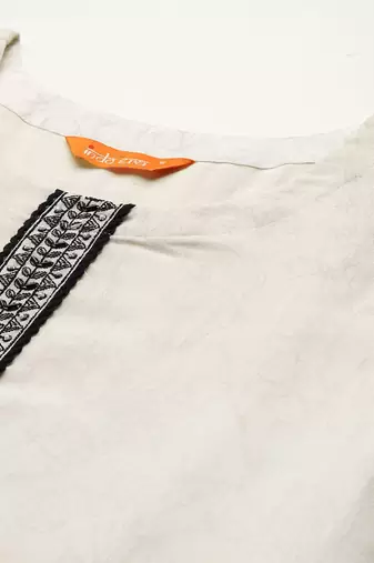 Floral Printed Linen Kurta with Trousers & Dupatta