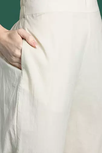 Floral Printed Linen Kurta with Trousers & Dupatta