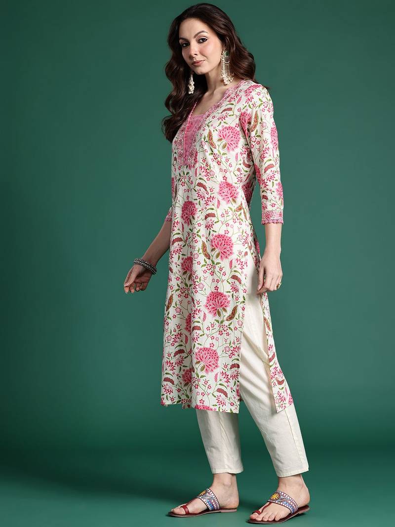 Women Floral Printed Kurta with Trousers & Dupatta