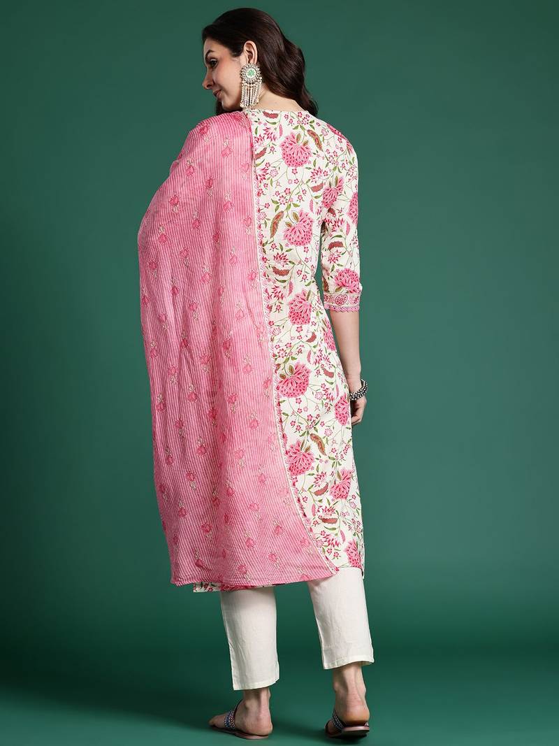 Women Floral Printed Kurta with Trousers & Dupatta