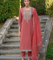 Ethnic Motifs Yoke Design Straight Kurta with Trousers & Dupatta