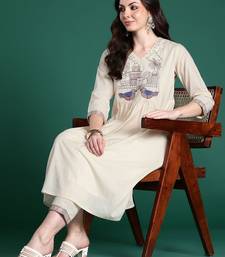 Embroidered Panelled Thread Work Kurta with Trousers