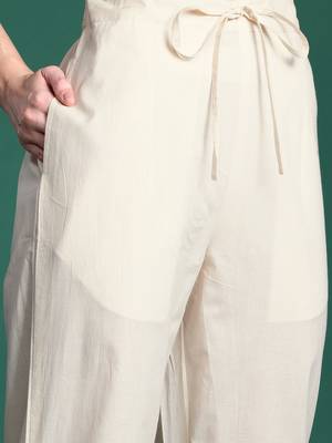 Embroidered Panelled Thread Work Kurta with Trousers 4