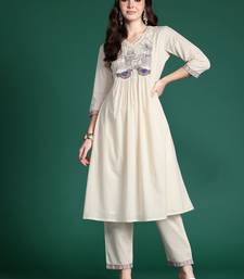 Embroidered Panelled Thread Work Kurta with Trousers