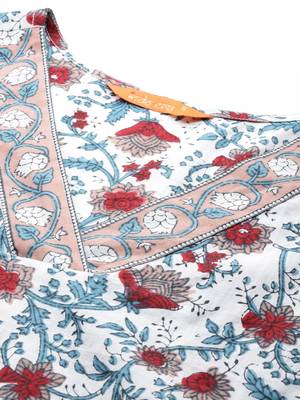 Floral Printed Pure Cotton Kurta With Trousers & Dupatta 2