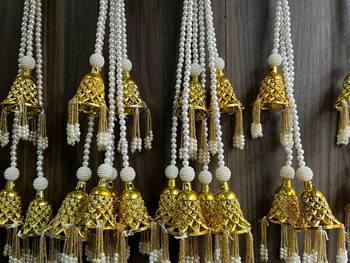 handmade golden metal bell hanging for home decor pack of 2 1