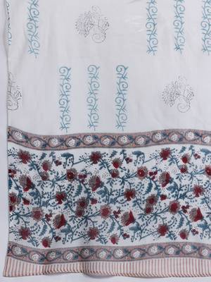 Floral Printed Pure Cotton Kurta With Trousers & Dupatta 4