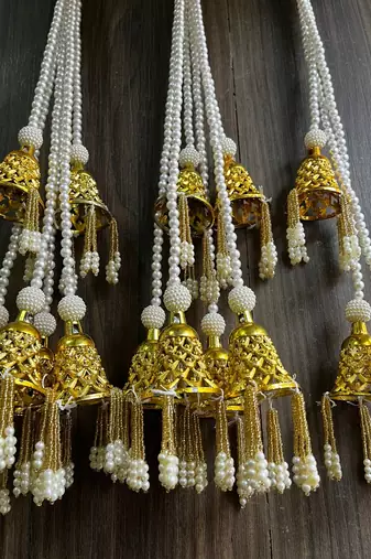 handmade golden metal bell hanging for home decor pack of 2