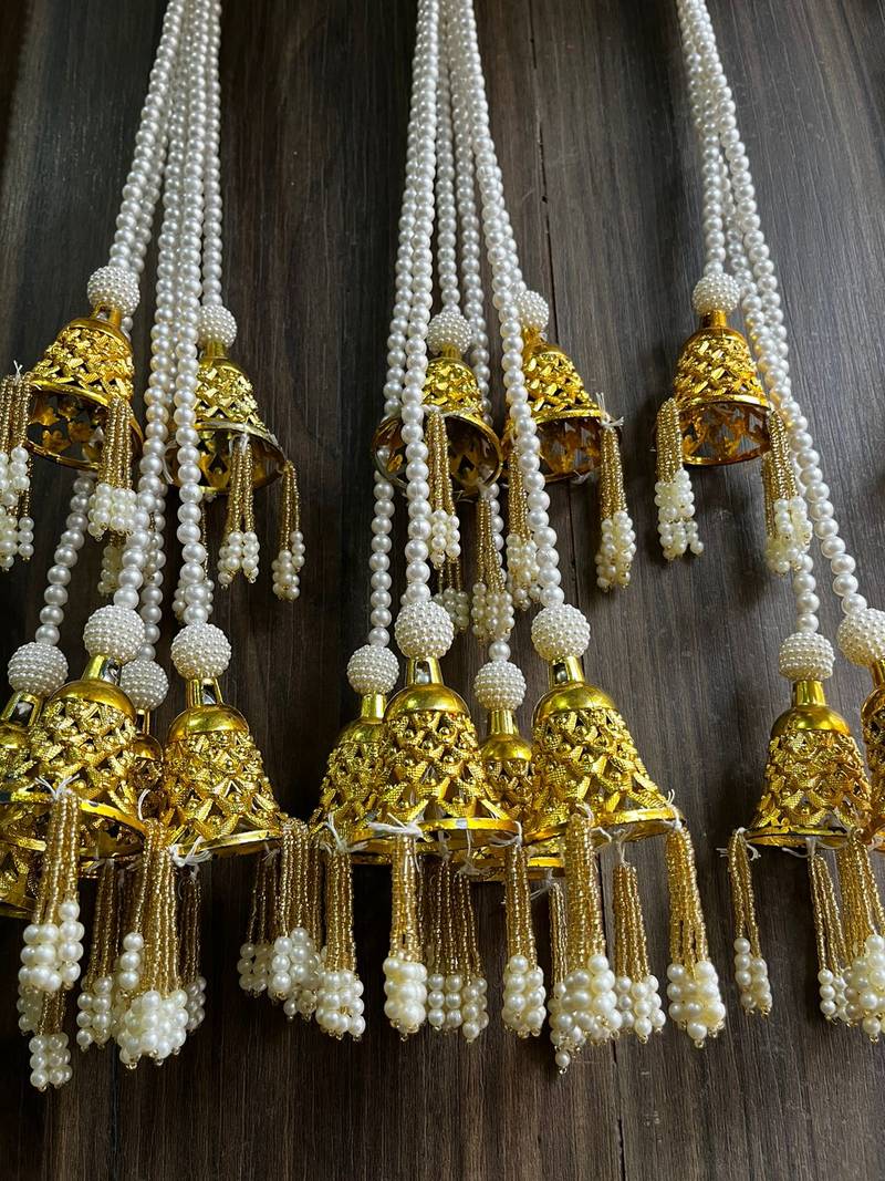 handmade golden metal bell hanging for home decor pack of 2