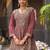 Floral Embroidered Sequinned Chinon A-Line Kurta With Palazzos & Dupatta