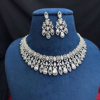 Luxury CZ Bridal Necklace Earrings Set, Statement Crystal Chandelier Jewelry 2