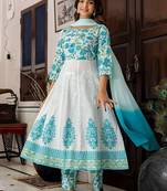 Women Floral Printed Regular Pure Cotton Kurta with Trousers & With Dupatta