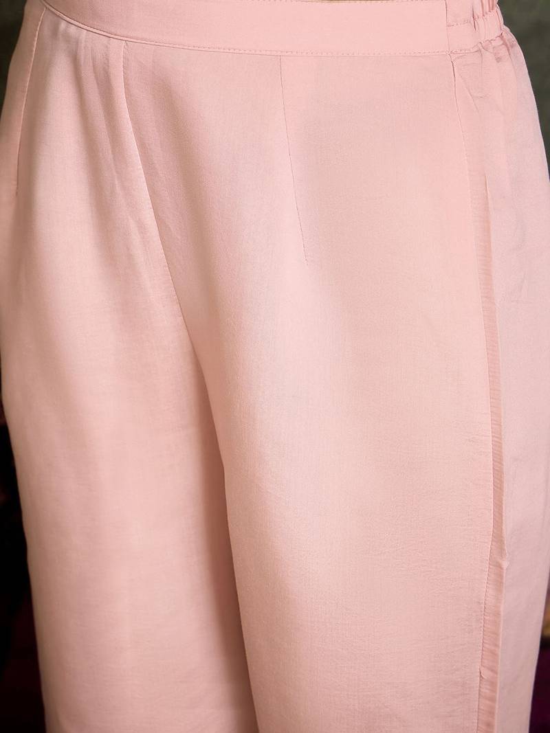 Floral Embroidered Thread Work Straight Kurta With Trousers And Dupatta