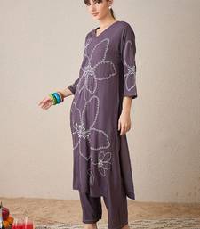 Women Floral Embroidered Regular Thread Work Kurta with Palazzos