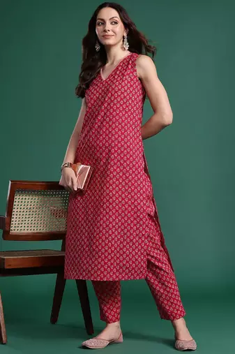 Floral Printed Regular Pure Cotton Kurta with Trousers
