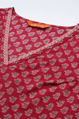 Floral Printed Regular Pure Cotton Kurta with Trousers