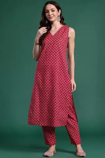 Floral Printed Regular Pure Cotton Kurta with Trousers