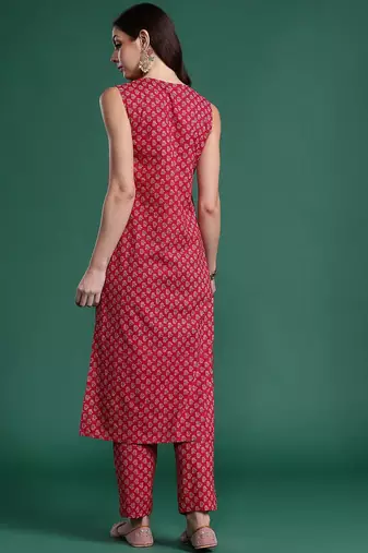 Floral Printed Regular Pure Cotton Kurta with Trousers
