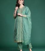 Ethnic Motifs Embroidered Gotta Patti Kurta with Trousers & Dupatta