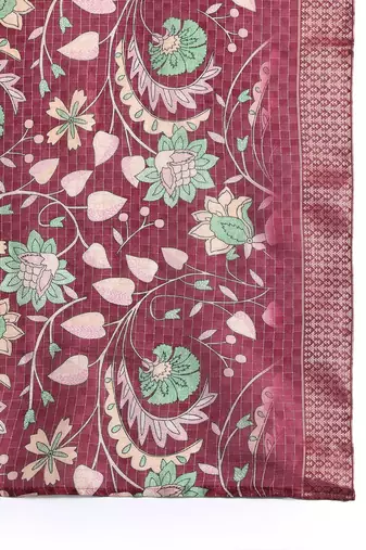 Women Floral Embroidered Thread Work Kurta With Trousers & Dupatta